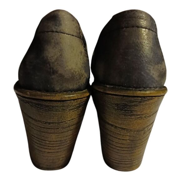 Born Women's Gray Metallic Leather Platform Clogs Heels Shoes Size 7 - Picture 3 of 10